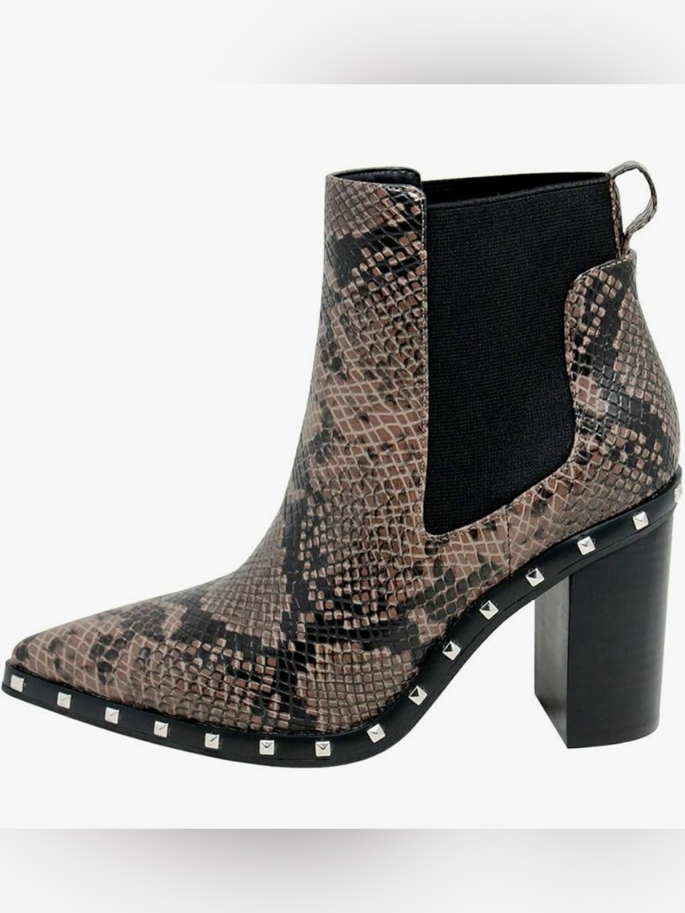Charles By Charles David Snake-Print Studded Chelsea Ankle Boot - Brown/Black